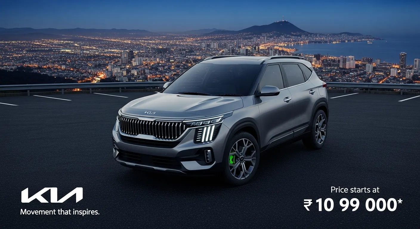 Kia Seltos 2026 front view with LED headlights and modern SUV design