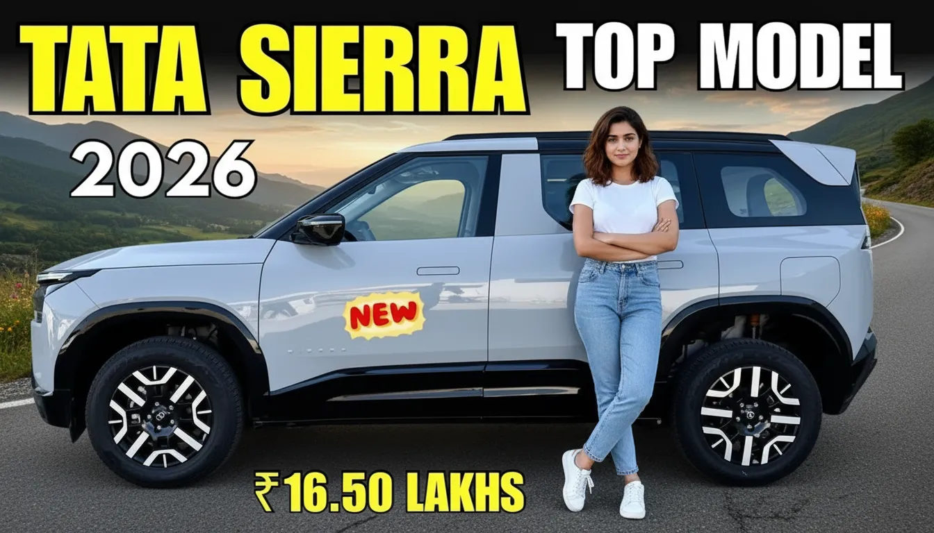 Tata Sierra 2026 का नया मॉडल, प्रीमियम डिजाइन, LED लाइट्स और मॉडर्न SUV लुक के साथ