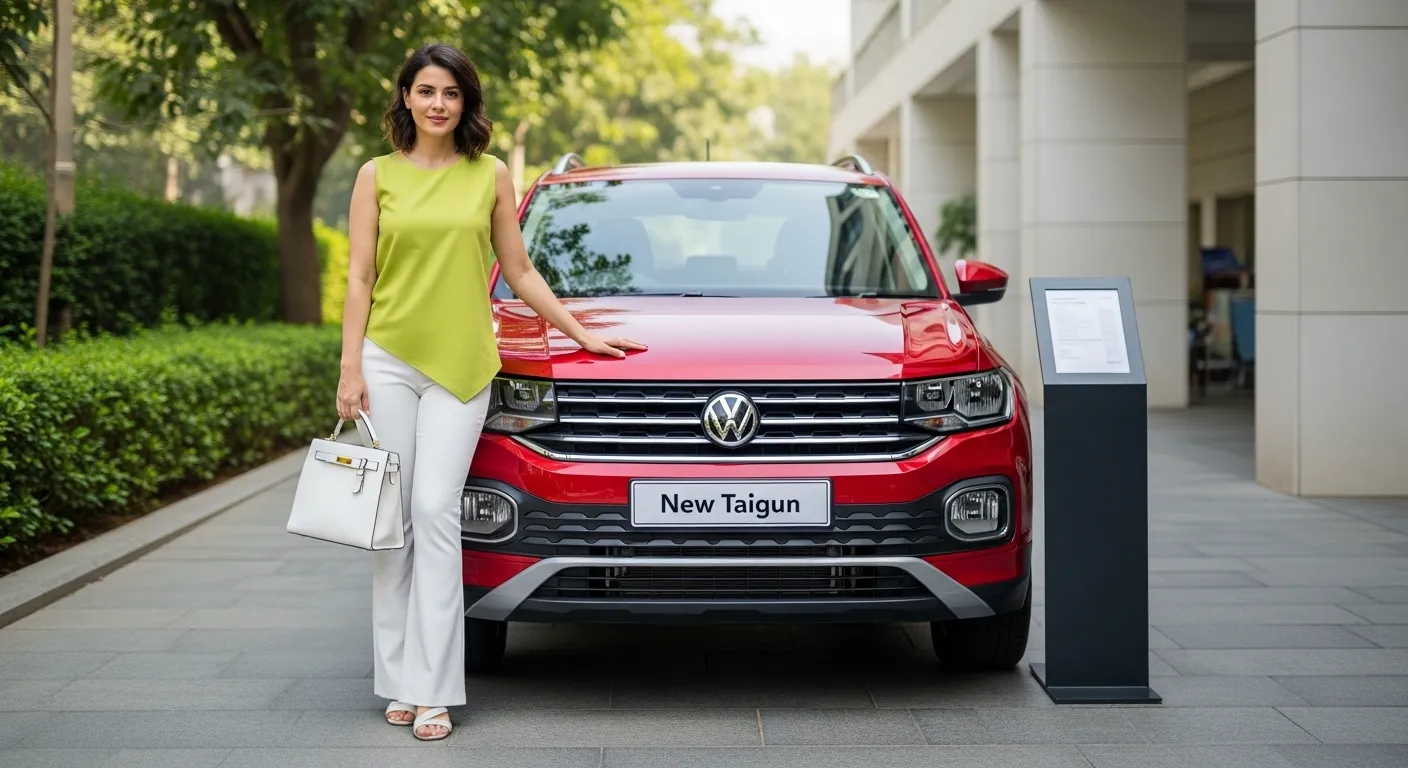 Volkswagen Taigun 2026 front view with LED headlights and sporty SUV design